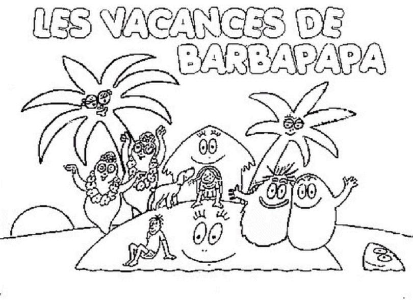 coloriage barbapapa en vacances